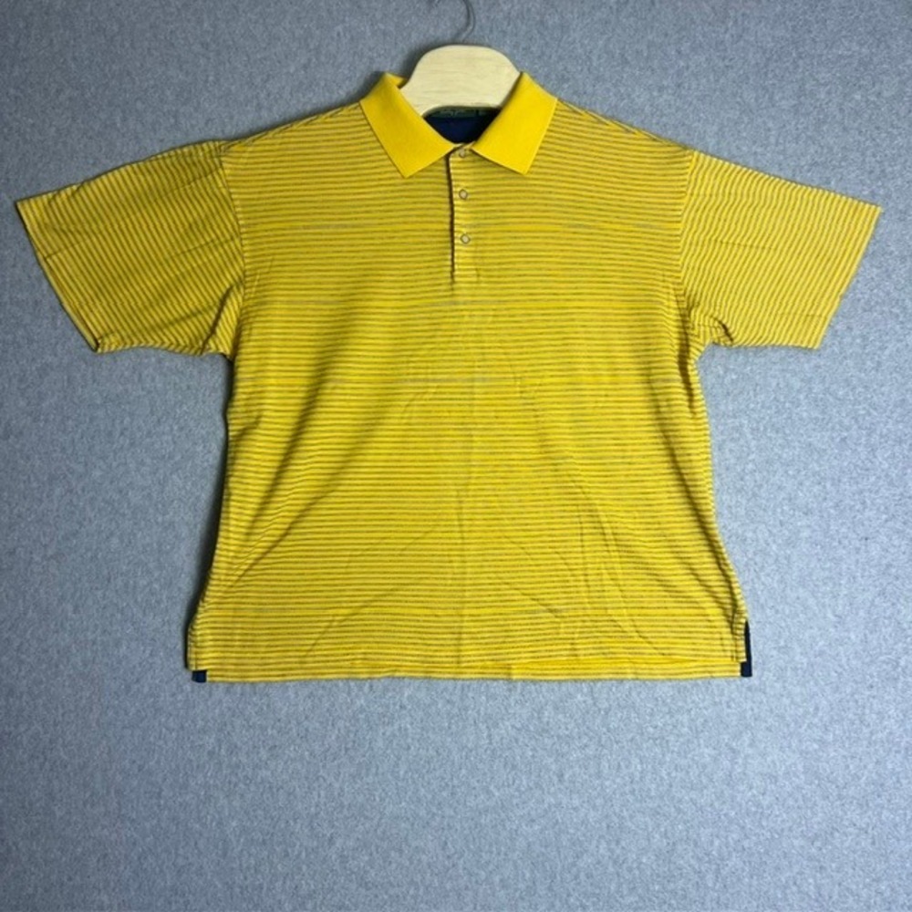 Bobby Jones Men's Yellow‎ Striped Golf Casual Short Sleeve Polo Shirt Size Large